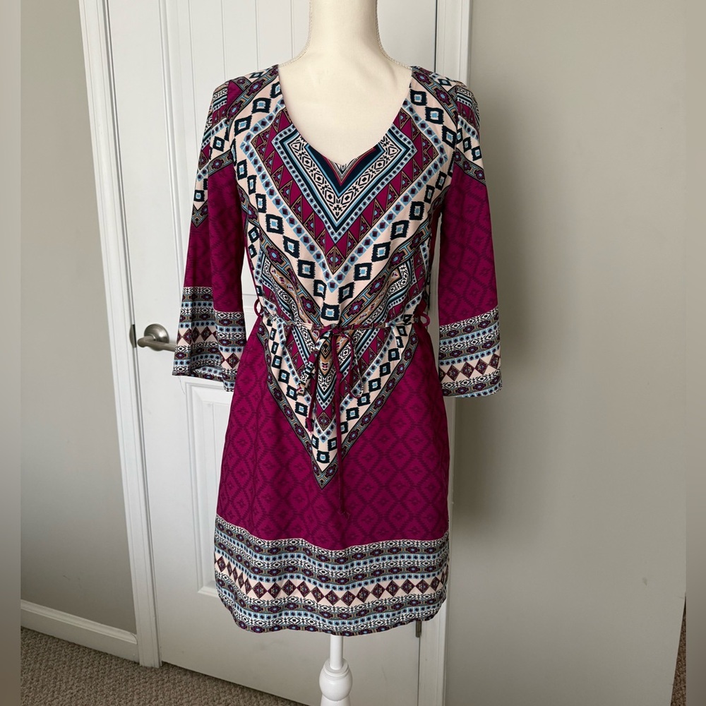 Purple geometric patterned dress
